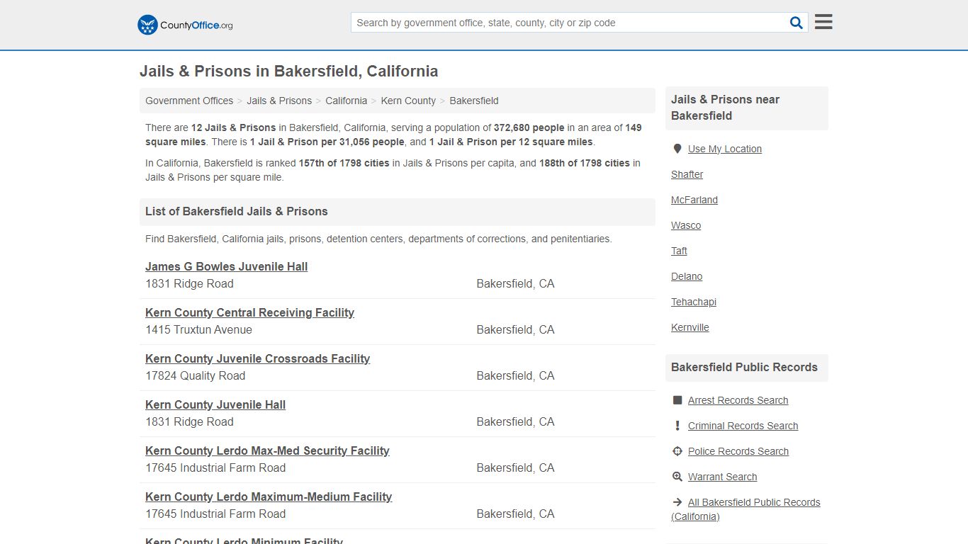 Jails & Prisons - Bakersfield, CA (Inmate Rosters & Records)